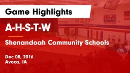 A-H-S-T-W  vs Shenandoah Community Schools Game Highlights - Dec 08, 2016