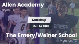 Matchup: Allen Academy High vs. The Emery/Weiner School  2020