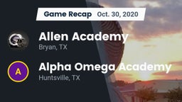 Recap: Allen Academy vs. Alpha Omega Academy  2020