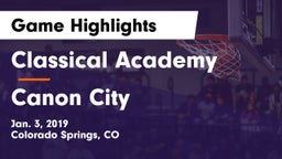 Classical Academy  vs Canon City  Game Highlights - Jan. 3, 2019