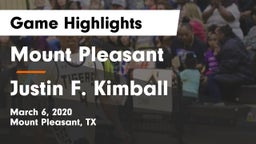 Mount Pleasant  vs Justin F. Kimball  Game Highlights - March 6, 2020