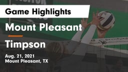 Mount Pleasant  vs Timpson Game Highlights - Aug. 21, 2021