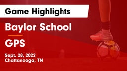 Baylor School vs GPS Game Highlights - Sept. 28, 2022