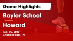 Baylor School vs Howard Game Highlights - Feb. 25, 2020