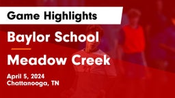 Baylor School vs Meadow Creek Game Highlights - April 5, 2024