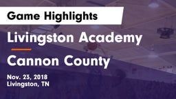 Livingston Academy vs Cannon County  Game Highlights - Nov. 23, 2018