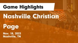Nashville Christian  vs Page  Game Highlights - Nov. 18, 2023