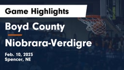 Boyd County vs Niobrara-Verdigre  Game Highlights - Feb. 10, 2023