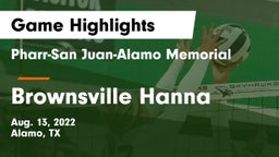 Pharr-San Juan-Alamo Memorial  vs Brownsville Hanna Game Highlights - Aug. 13, 2022