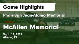 Pharr-San Juan-Alamo Memorial  vs McAllen Memorial  Game Highlights - Sept. 17, 2022