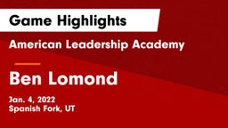 American Leadership Academy  vs Ben Lomond  Game Highlights - Jan. 4, 2022