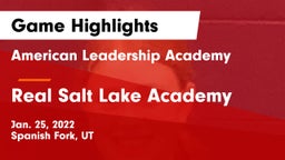 American Leadership Academy  vs Real Salt Lake Academy Game Highlights - Jan. 25, 2022