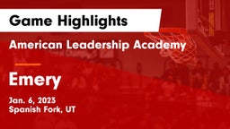 American Leadership Academy  vs Emery  Game Highlights - Jan. 6, 2023