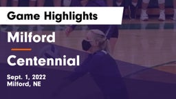 Milford  vs Centennial  Game Highlights - Sept. 1, 2022