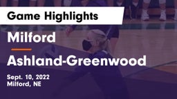 Milford  vs Ashland-Greenwood  Game Highlights - Sept. 10, 2022