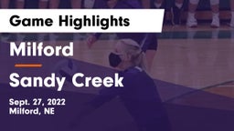 Milford  vs Sandy Creek  Game Highlights - Sept. 27, 2022
