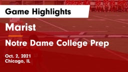 Marist  vs Notre Dame College Prep Game Highlights - Oct. 2, 2021