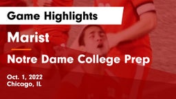 Marist  vs Notre Dame College Prep Game Highlights - Oct. 1, 2022