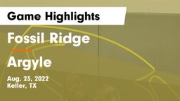 Fossil Ridge  vs Argyle  Game Highlights - Aug. 23, 2022