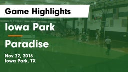 Iowa Park  vs Paradise  Game Highlights - Nov 22, 2016
