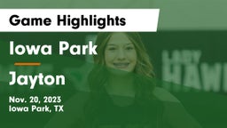 Iowa Park  vs Jayton  Game Highlights - Nov. 20, 2023