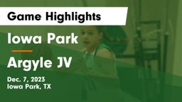 Iowa Park  vs Argyle JV Game Highlights - Dec. 7, 2023