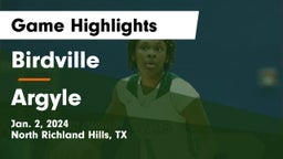 Birdville  vs Argyle  Game Highlights - Jan. 2, 2024