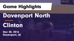 Davenport North  vs Clinton  Game Highlights - Dec 20, 2016