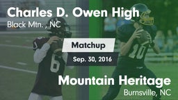 Matchup: Charles D. Owen High vs. Mountain Heritage  2016