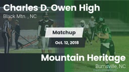 Matchup: Charles D. Owen High vs. Mountain Heritage  2018