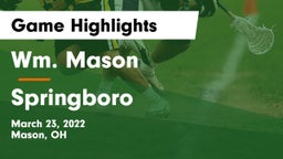 Wm. Mason  vs Springboro  Game Highlights - March 23, 2022