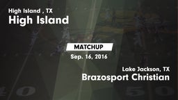 Matchup: High Island High vs. Brazosport Christian  2016