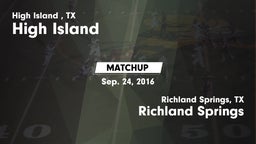 Matchup: High Island High vs. Richland Springs  2016