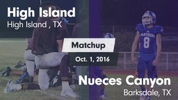 Matchup: High Island High vs. Nueces Canyon  2016