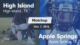 Matchup: High Island High vs. Apple Springs  2016