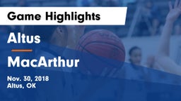 Altus  vs MacArthur  Game Highlights - Nov. 30, 2018