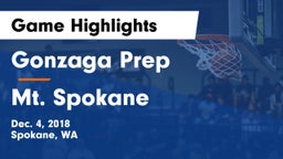 Gonzaga Prep  vs Mt. Spokane Game Highlights - Dec. 4, 2018
