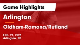Arlington  vs Oldham-Ramona/Rutland  Game Highlights - Feb. 21, 2023