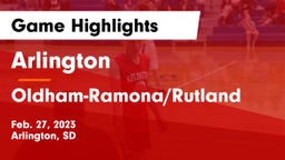 Arlington  vs Oldham-Ramona/Rutland  Game Highlights - Feb. 27, 2023