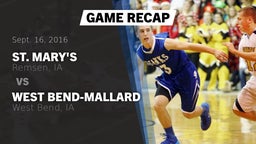 Recap: St. Mary's  vs. West Bend-Mallard  2016
