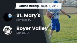 Recap: St. Mary's  vs. Boyer Valley  2019