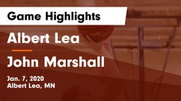 Albert Lea  vs John Marshall  Game Highlights - Jan. 7, 2020
