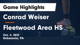 Conrad Weiser  vs Fleetwood Area HS Game Highlights - Oct. 4, 2022