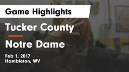 Tucker County  vs Notre Dame Game Highlights - Feb 1, 2017