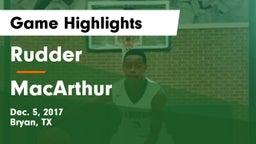 Rudder  vs MacArthur  Game Highlights - Dec. 5, 2017