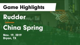 Rudder  vs China Spring  Game Highlights - Nov. 19, 2019