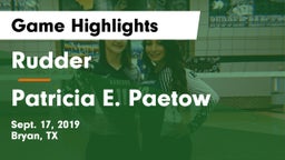 Rudder  vs Patricia E. Paetow  Game Highlights - Sept. 17, 2019