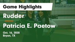 Rudder  vs Patricia E. Paetow  Game Highlights - Oct. 16, 2020
