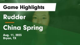 Rudder  vs China Spring  Game Highlights - Aug. 11, 2023