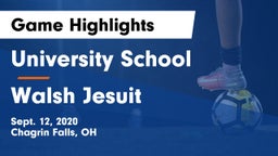 University School vs Walsh Jesuit  Game Highlights - Sept. 12, 2020